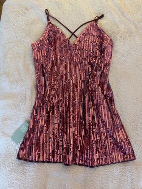 H&M Mauve and Pink Sequin Strappy Mini Dress
